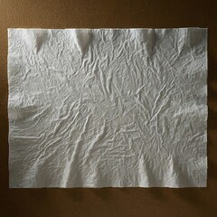 Wall Mural - White linen fabric texture background wrinkled and crumpled on brown surface