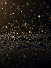 Poster - Shiny dust particles floating on a black bokeh background.