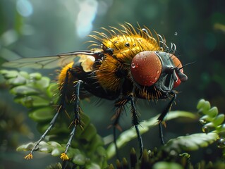 Close Up Photography of a Fly with Dewdrops