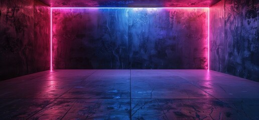 Wall Mural - Neon Lights in an Empty Room