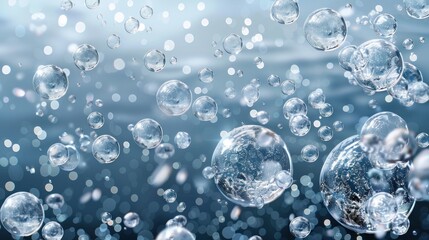 Wall Mural - The image is of a large number of small bubbles floating in the water