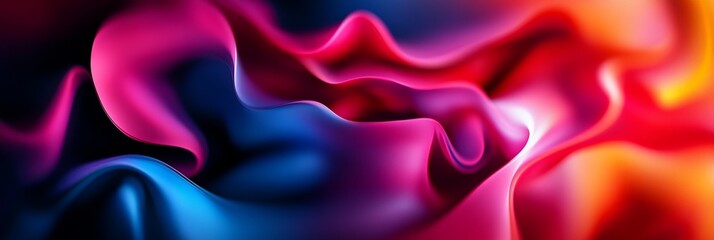 Wall Mural - A vibrant abstract background featuring fluid, swirling forms in shades of red, pink, blue, and orange. The image evokes a sense of movement, energy, and dynamism.