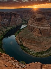 Sticker - Sunset view at Horseshoe Bend.