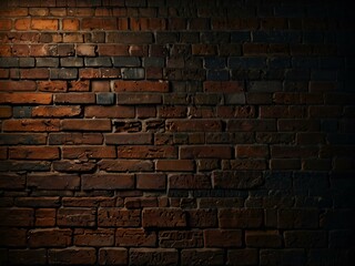 Poster - Textured ancient brick wall in dim light.