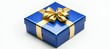 © spyrakot - Glossy Blue Gift Box with Gold Ribbon Perfect for Christmas and Birthday Celebrations
