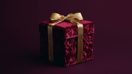 Wall Mural - Luxurious Red Velvet Gift Box with Golden Ribbon for Elegant Holiday Presentations