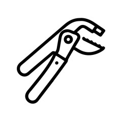 Pliers icon, black line style with copy space