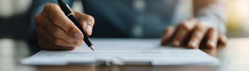 closeup hand signing contract business agreement concept