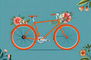 Wall Mural - Eco-Friendly Bicycle Design Blending Floral Art and Sustainable Innovation