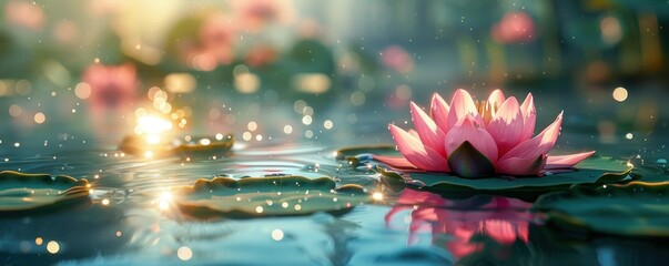 Poster - Water Lily in a Serene Pond