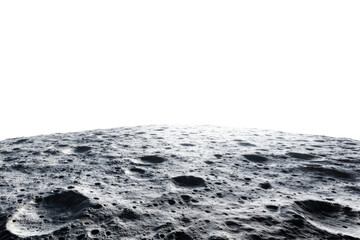Wall Mural - moon surface isolated on white background. lunar landscape with deserted landscape and craters forme