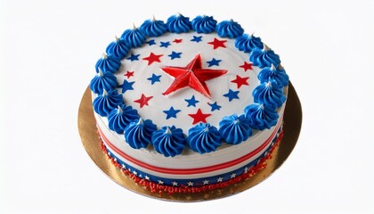 Wall Mural - Isolated patriotic cake with depth of field showcasing red, white, and blue frosting decorations