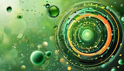 Wall Mural - vibrant abstract green background adorned with dynamic circles