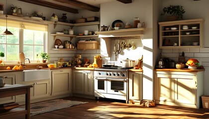 Sunny Kitchen Filled with Warmth and Baking Delights