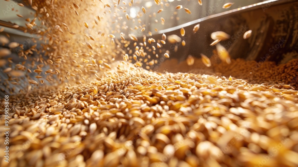 Wheat Process Manufacturing process of sorting drying and peeling freshly harvested ...