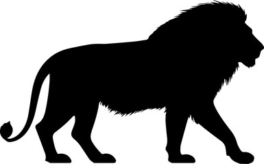 Wall Mural - Walking wild lion silhouette.