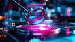 © N0X - Magnifying glass focused on a tiny defect in a manufactured part, defect detection, precision in quality control