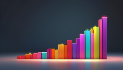 Modern horizontal bar chart with gradient fills and minimalistic labels, illuminated by studio lighting