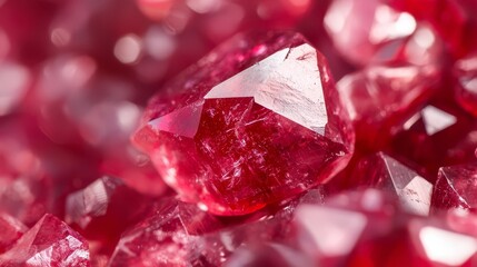 Wall Mural -  A close-up of a red diamond amidst a multitude of red and white rock-like materials One features a white diamond at its heart