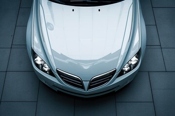 Wall Mural - Clear view of white car with double headlights and hood