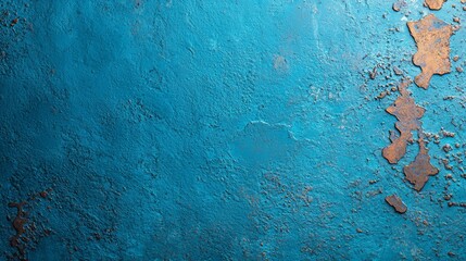 Wall Mural -  A close-up of a blue wall with a rusted metal object at its base, and another rusted metal object lying nearby at the wall's bottom