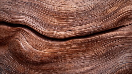 Wall Mural -  A detailed shot of a textured brown surface, displaying undulating patterns at its peak and trough