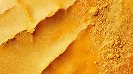 Wall Mural -  A tight shot of a yellow substance with yellow specks atop and base Below the substance, yellow specks are distinctly visible