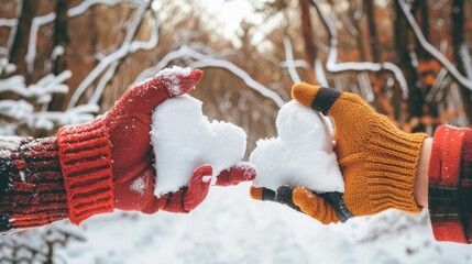 Poster - two hands wearing wool gloves