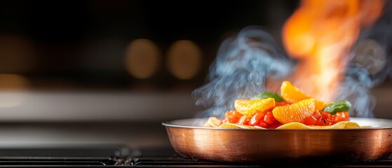  A close-up of a steaming bowl of food above a stove, emitting substantial smoke from its surface