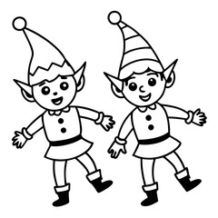 Wall Mural - Playful Elves with Pointy Hats and Boots - Vector