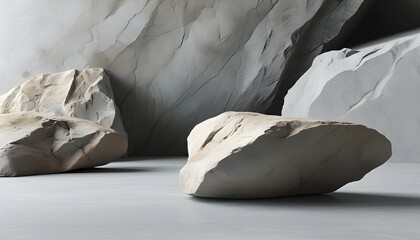 Wall Mural - Elegant simplicity of natural textures in a minimalistic arrangement of rocks on a smooth surface