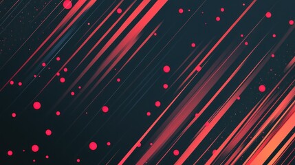 Sticker - Abstract Art with Red Lines and Dots