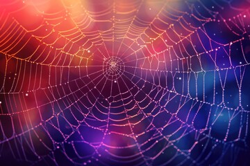 Poster - A spider web covered in small water droplets, often used as a background or texture image,