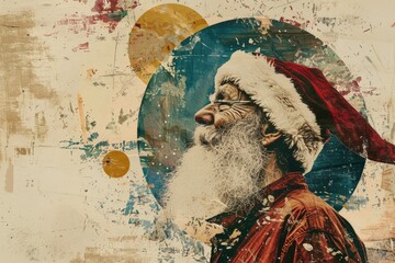 Canvas Print - A person wearing a festive Santa hat, great for holiday celebrations or winter-themed projects