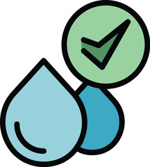 Poster - This colorful icon represents the concept of safe drinking water, showing two water drops and a check mark