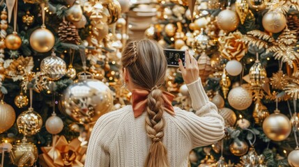 Wall Mural - A girl with long gray hair in a braid