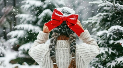 Canvas Print - A beautiful woman with long gray hair in braids