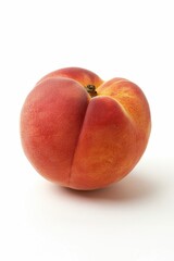 Wall Mural - A fresh peach isolated on a white surface, ideal for food or still life photography