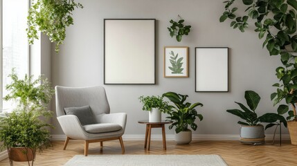 Wall Mural - Modern Living Room with Plants and Artwork