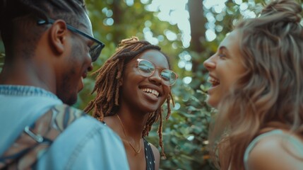 Sticker - A group of young people stand side by side, smiling and relaxed