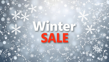 Sticker - Winter sale banner. Origami snowfall. Vector Illustration isolated with white highlights, png