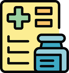 Poster - Medical prescription form with pills bottle describing treatment plan for healthcare industry