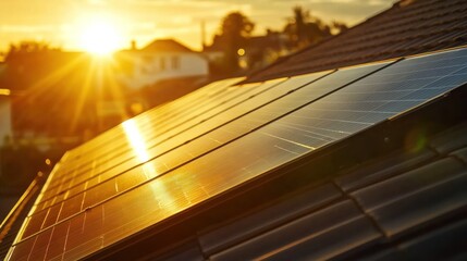 Sticker - Solar Panels Glowing in Sunset