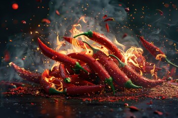 Sticker - A pile of hot chili peppers sitting on a table