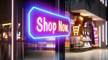 A sleek neon storefront sign reading 