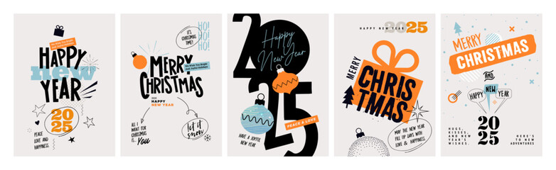 Wall Mural - set of christmas and new year cards. vector illustration concepts for graphic and web design, social