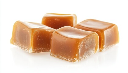 Poster - Caramel candy on white background with clipping path in focus