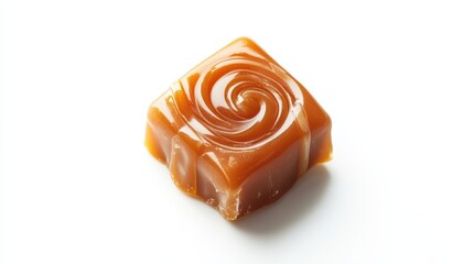 Canvas Print - Caramel candy with topping on white background top view