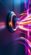 © gnoparus - Futuristic Power Socket with Neon Lights - Abstract Technology Background.