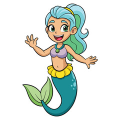 Beautiful mermaid cartoon character